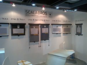 spartacos rollerblinds on scalabros booth at busworld 2013