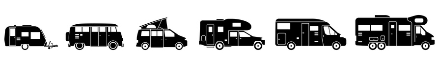 Camping - Verschiedene Wohnmobile (Set/ Schwarz)